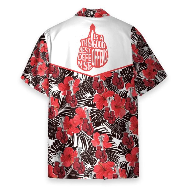 Boxing Gloves Red Flower Pattern Hawaiian Shirt