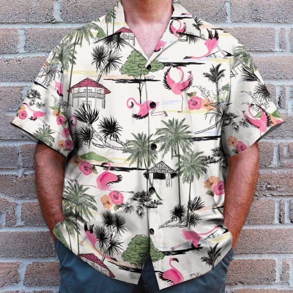 Flamingo Yoga Summer Tropical Pattern Hawaiian Shirt & Beach Shorts