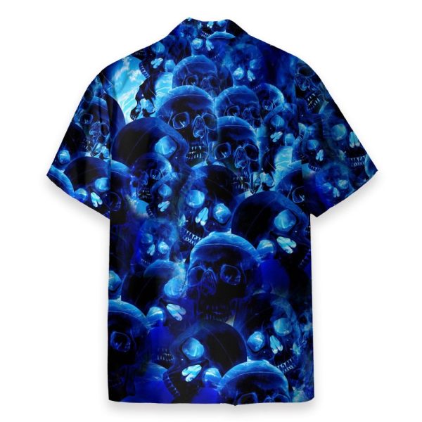 Blue Skull Men'S Button Up Shirts Hawaiian Shirt & Beach Shorts