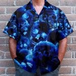 Blue Skull Men'S Button Up Shirts Hawaiian Shirt & Beach Shorts