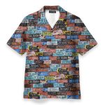 Vintage License Plate Number Hawaiian Shirt & Beach Shorts