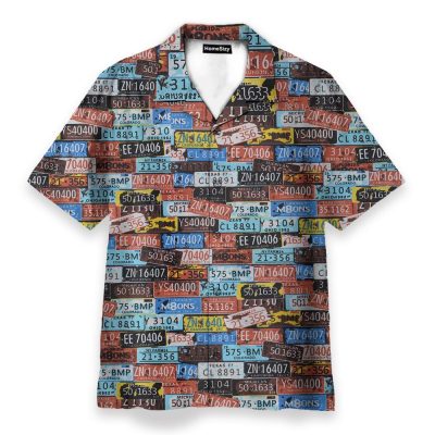 Vintage License Plate Number Hawaiian Shirt & Beach Shorts