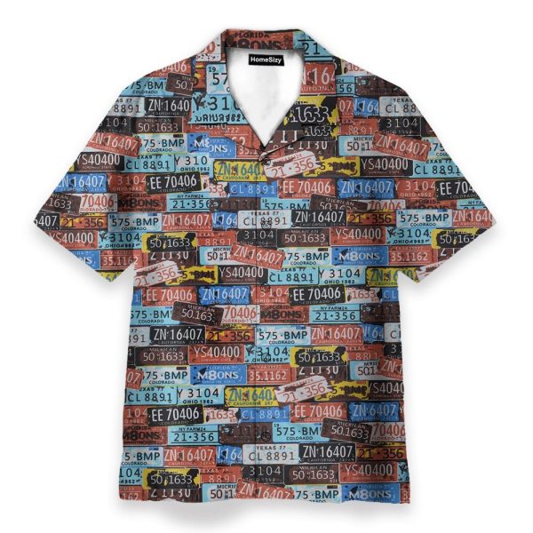Vintage License Plate Number Hawaiian Shirt & Beach Shorts