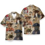 Pirate Cat Vintage Nautical Map Pattern Hawaiian Shirt