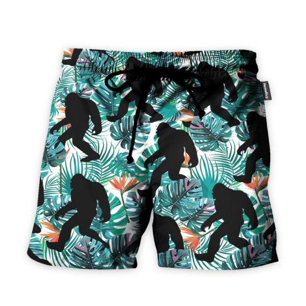 Bigfoot Walking Men'S Button'S Up Shirts Hawaiian Shirt