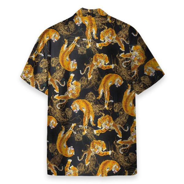 Tiger Fancy Black Japanese Style Hawaiian Shirt & Beach Shorts