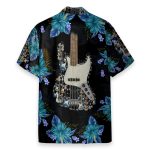 Electric Guitar Floral Tropical Pattern Hawaiian Shirt