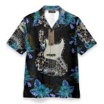 Electric Guitar Floral Tropical Pattern Hawaiian Shirt