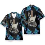 Electric Guitar Floral Tropical Pattern Hawaiian Shirt