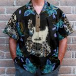 Electric Guitar Floral Tropical Pattern Hawaiian Shirt