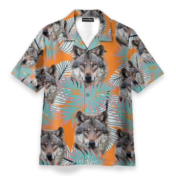 Wolf Tropical Leaves Pattern Hawaiian Shirt