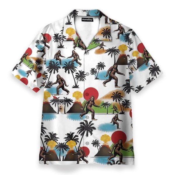 Bigfoot Camping Funny Button'S Up Shirts Hawaiian Shirt