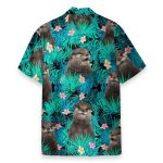Otter In Tropical Green Leaves Hawaiian Shirt