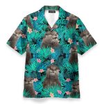 Otter In Tropical Green Leaves Hawaiian Shirt