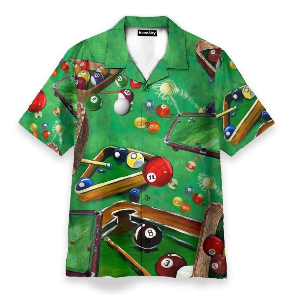 Playing Pool Billiard Tropical Hawaiian Shirt