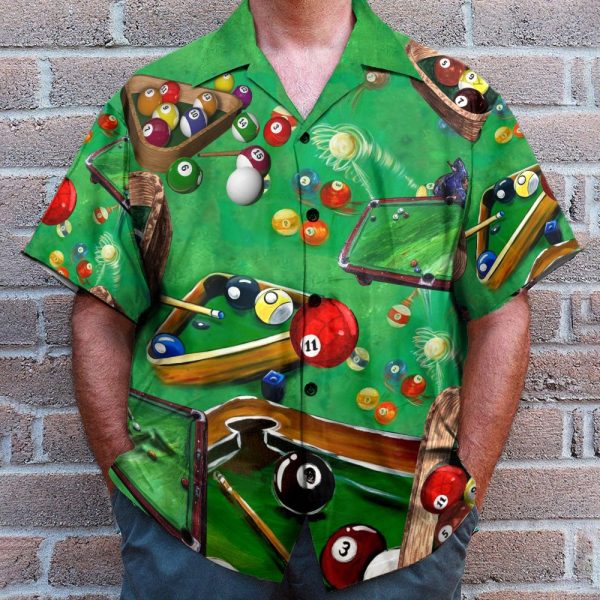 Playing Pool Billiard Tropical Hawaiian Shirt