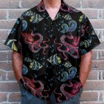 Happy Octopus Men'S Button'S Up Shirts Hawaiian Shirt & Beach Shorts