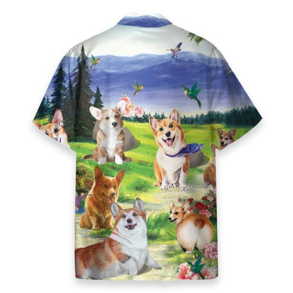 Corgi On The Valley Cute Dog Hawaiian Shirt