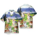 Corgi On The Valley Cute Dog Hawaiian Shirt
