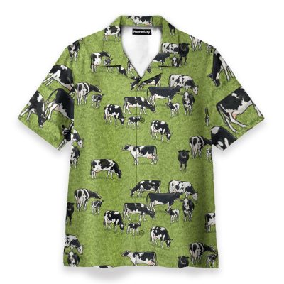 Dairy Cow On The Grass Field Hawaiian Shirt & Beach Shorts