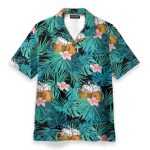 Beer In Tropical Green Leaves Hawaiian Shirt