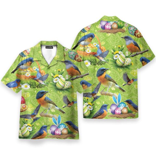 Bluebirds Happy Easter Day Hawaiian Shirt