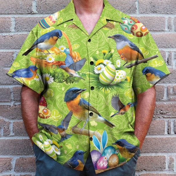 Bluebirds Happy Easter Day Hawaiian Shirt