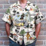 Dachshund And Hippie Campervan On The Beach Retro Hawaiian Shirt
