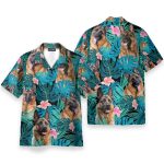 German Shepherd Dog Tropical Leaves Hawaiian Shirt