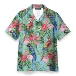 Beach Parrot Tropical Flowers Pattern Hawaiian Shirt
