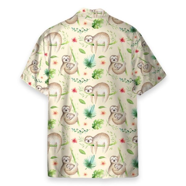 Sloth Leaf Pattern Tropical Hawaiian Shirt & Beach Shorts