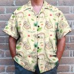 Sloth Leaf Pattern Tropical Hawaiian Shirt & Beach Shorts