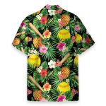 Pineapple Softball In Tropical Green Leaves Hawaiian Shirt