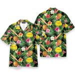 Pineapple Softball In Tropical Green Leaves Hawaiian Shirt