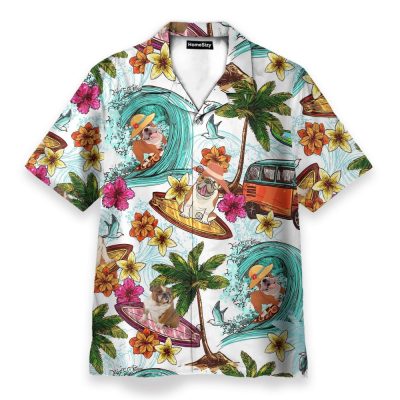 Enjoy Summer Surfing With Bull Dog Hawaiian Shirt & Beach Shorts