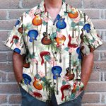 Guitar Tropical Flowers Pattern Hawaiian Shirt