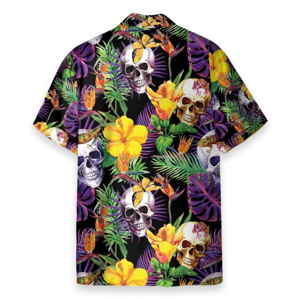Skull Tropical Leaves Pattern Hawaiian Shirt