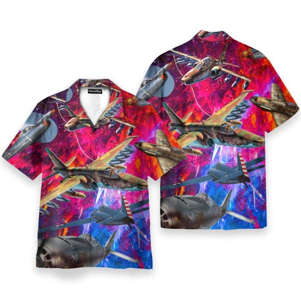 Explore Itineraries With Aircraft Watercolor Hawaiian Shirt