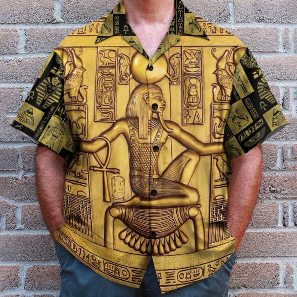 Ancient Egypt Pharaoh Men'S Button'S Up Shirts Hawaiian Shirt & Beach Shorts