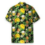 Softball And Beer In Tropical Green Leaves Hawaiian Shirt