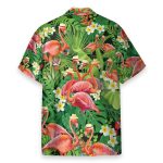 Flamingo In Tropical Green Leaves Hawaiian Shirt