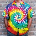 Hippie Tie Dye Style Hawaiian Shirt & Beach Shorts