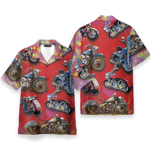 Motobike Men'S Button'S Up Shirts Hawaiian Shirt
