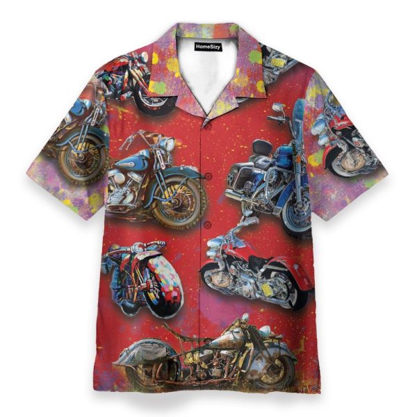 Motobike Men'S Button'S Up Shirts Hawaiian Shirt