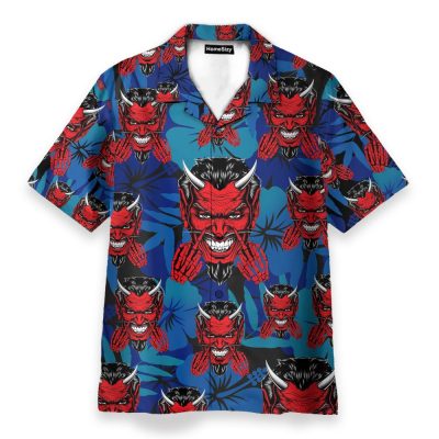 Lucifer Men'S Button'S Up Shirts Hawaiian Shirt & Beach Shorts