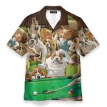 Vintage Dogs Playing Billiard Pool Hawaiian Shirt
