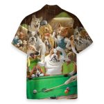 Vintage Dogs Playing Billiard Pool Hawaiian Shirt
