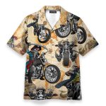 Skull Motorcycle Men'S Button'S Up Shirts Hawaiian Shirt & Beach Shorts