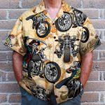 Skull Motorcycle Men'S Button'S Up Shirts Hawaiian Shirt & Beach Shorts