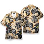 Skull Motorcycle Men'S Button'S Up Shirts Hawaiian Shirt & Beach Shorts